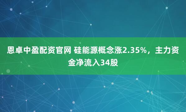恩卓中盈配资官网 硅能源概念涨2.35%，主力资金净流入34股